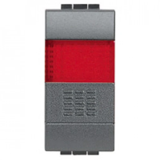 Bticino LivingLight Bedieningselement schakelaar NO + rode verklikker moduledrager Drukknop Mat antraciet RAL 7016 BTL4038R