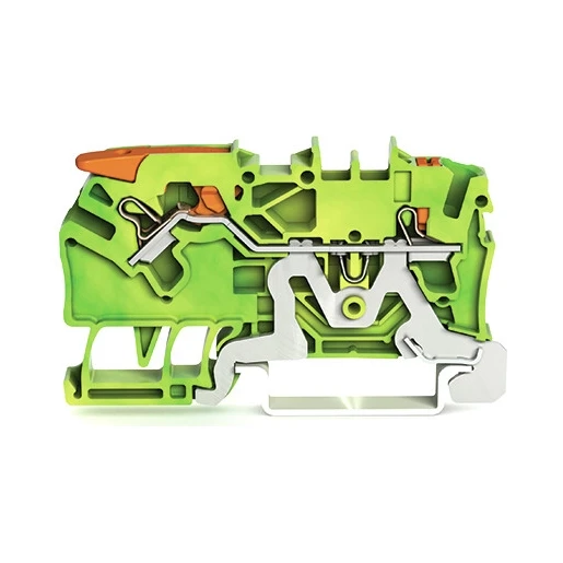 Wago 2-DRAADS AARDKLEM MET HENDEL EN DRUKKNOP 2,5MM² GROEN-GEEL