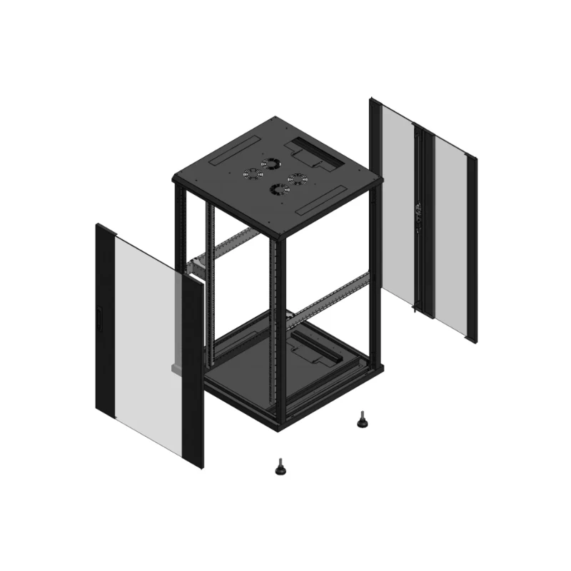 Gigamedia Vloer patchkast AV enkel VER AR dubbel VER EX 19" 26HE 800x800mm Zwart GGM 702688PVSPVDEX