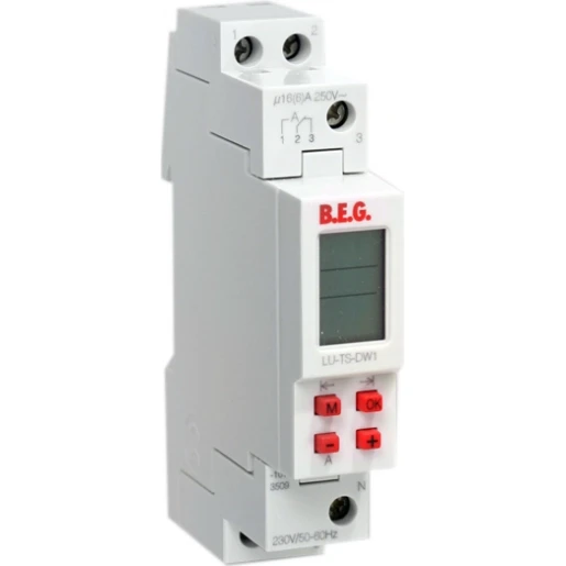 B.E.G. TS digitale schakelklok paneelbouw DIN-rail 230V 1 kanaal 16A AC 92656