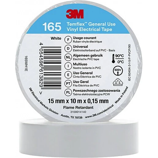 3M Vinyl isolatietape 165 Wit 15mm x 10m