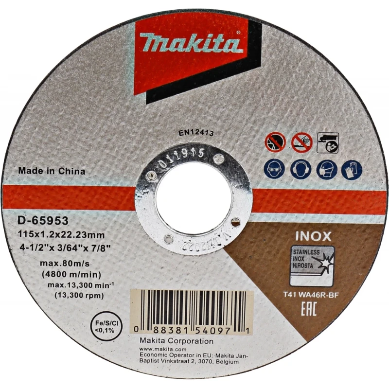 Makita Doorslijpschijf roestvrij staal 115mm D-65953