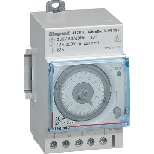 Legrand tijdschakelklok analoog paneelbouw AC DIN-rail 16A 230V 1 kanaal 412823