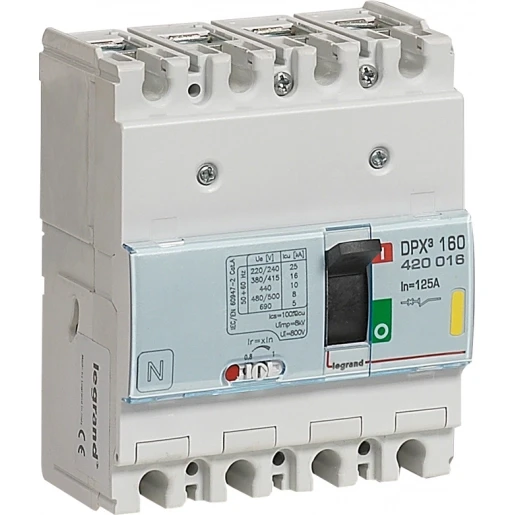 Legrand DPX3 160 THERMO MAGNETISCH 4 POLIG 125A KA-WAARDE 16KA