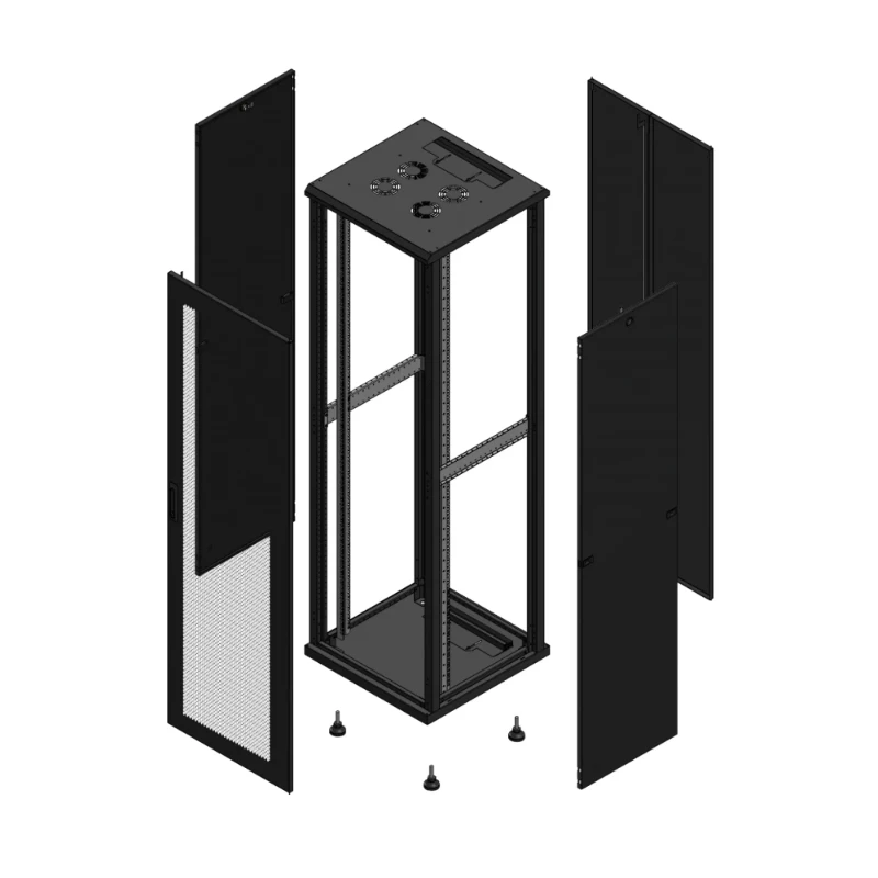 Gigamedia Vloer patchkast AV enkel PER AR dubbel TOL 19" 42HE 600x600mm Zwart GGM 704266PPSPTD