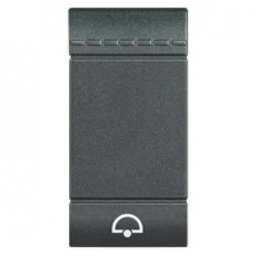Bticino LivingLight pulsdrukker no moduledrager Drukknop Symbool "bel" Mat antraciet RAL 7016 BTL4042N