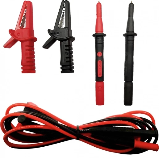 Kyoritsu MEETSNOERENSET (ROOD/ZWART) INCLUSIEF KROKODILLENKLEMMEN EN MEETPENNEN