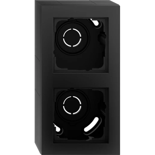 Gira E2 Opbouwbehuizing + afdekraam 2-voudig zwart Horizontaal en verticaal 106209