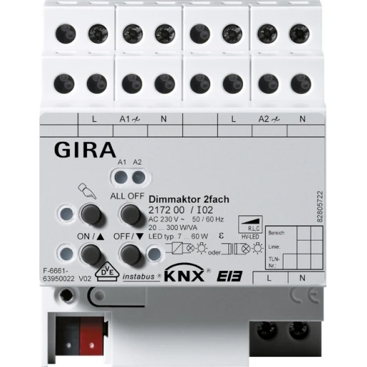 Gira Dimact. 2-v 2 x 300 W/VA KNX DIN-rail