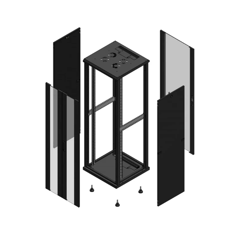 Gigamedia Vloer patchkast AV dubbel VER AR enkel VER 19" 36HE 600x600mm Zwart GGM 703666PVDPVS