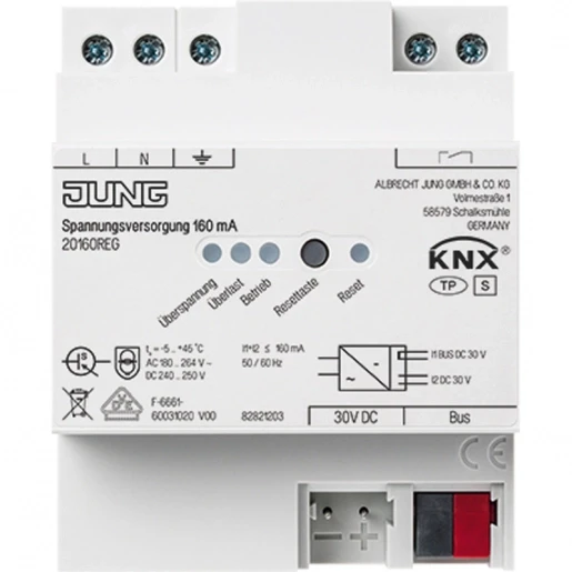 Jung Voedingseenheid bussysteem KNX 160mA 30V DIN-rail 20160REG