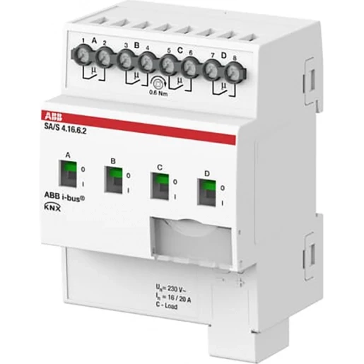 ABB Busch-Jaeger Schakel aktor professioneel KNX 4-voudig 16 ampere energiefunctie