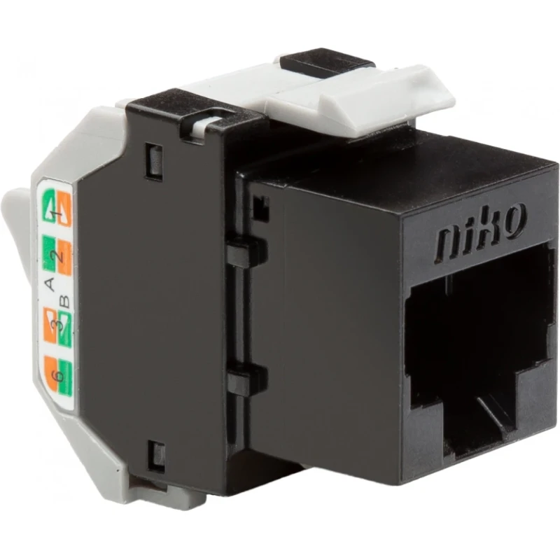 Niko Onafgeschermde RJ45-connector UTP cat 5E klaar voor PoE++ voor band Modular-Jack Modulair element voor schakelmateriaal 1 connector Zonder label 650-45052