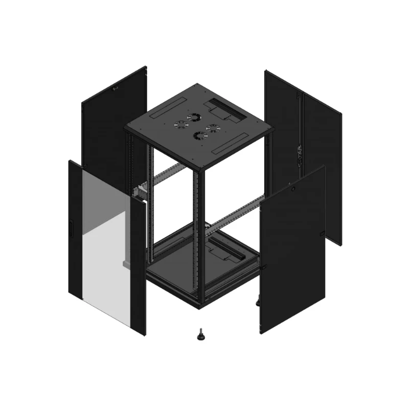 Gigamedia Vloer patchkast AV enkel VER AR dubbel TOL 19" 26HE 800x800mm Zwart GGM 702688PVSPTD