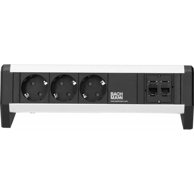 OCS Desk 1 3x 230V RA + 2x Cat6U b/b 1m GST incl. klem zwart/alu