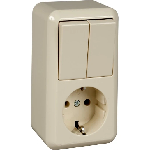 Merten ELSO combinatie wandcontactdoos + ra pw opbouw wit IP20 388504
