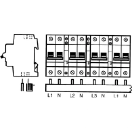 ABB L1-N-AUX-L2-N-AUX-L3-N-AUX Verzamelrail 3F+N 48 modules