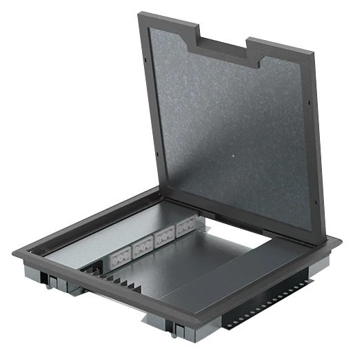 HPL VLOERDOOS COMPACT 30MM 4XGST 6XDATA C7 COMPLEET INCL KUNSTSTOF T3 KLAPDEKSEL TBV MONTAGE IN STAALPLAATVLOER