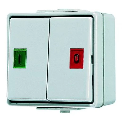 Jung WG 600 impulsdrukker met onderkast opbouw serie drukcontact Wip Glanzend grijs RAL 7035 639W