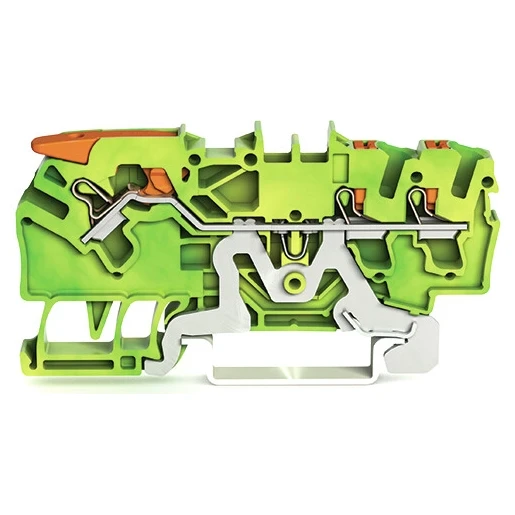 Wago 3-DRAADS AARDKLEM MET HENDEL EN DRUKKNOP 2,5MM² GROEN-GEEL