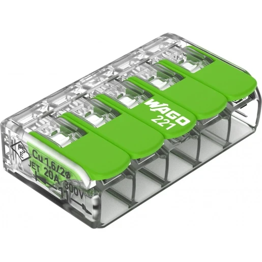 Wago Verbindingsklem compact 5x4mm² transparant Green Range