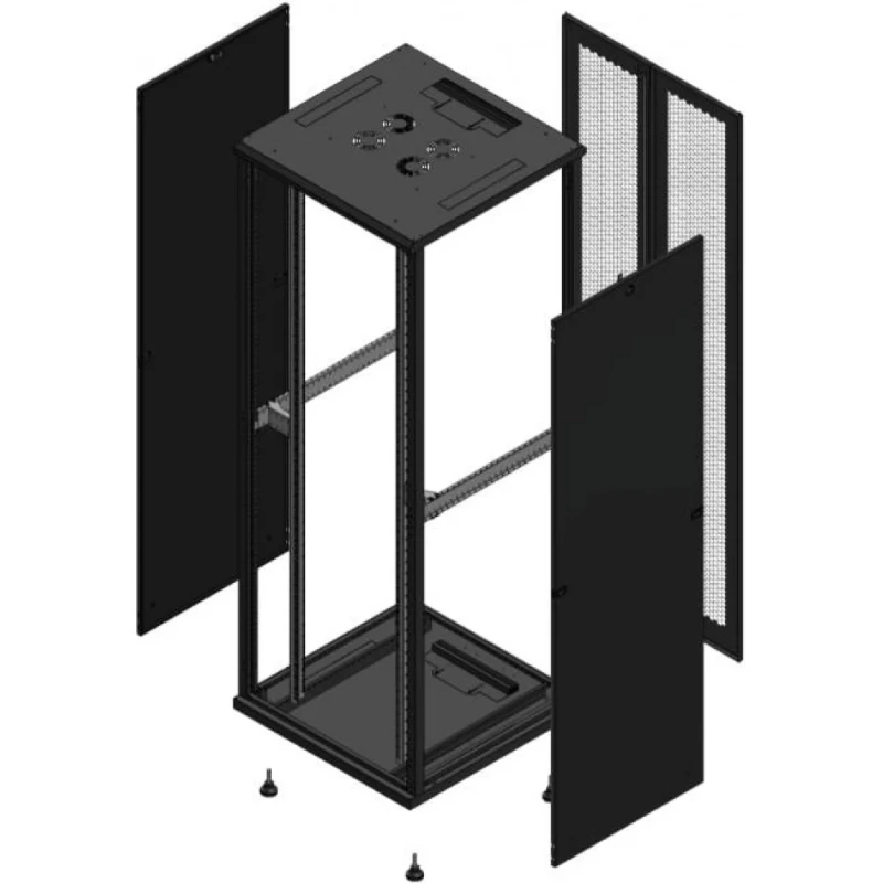Gigamedia Vloer patchkast SP AR dubbel PER 19" 47HE 800x800mm Zwart GGM 704788SPPPD