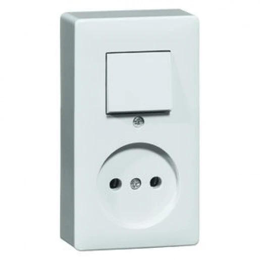 Peha combinatie wandcontactdoos + wipschakelaar universeel 2-p (zonder aard opbouw wit IP20 00260221