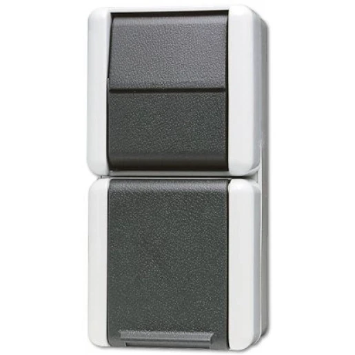 Jung WG 800 combinatie wandcontactdoos met bescherming opbouw grijs IP44 871W