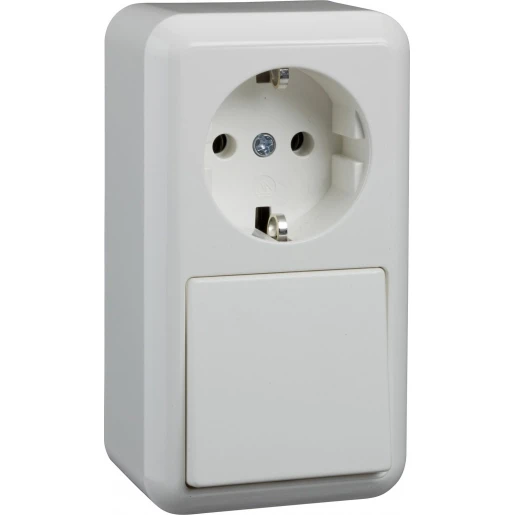 Merten ELSO combinatie wandcontactdoos + ra pw wissel opbouw wit IP20 388604