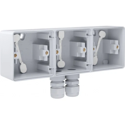 Niko New Hydro Opbouwdoos 3-voudig grijs Horizontaal 700-84952