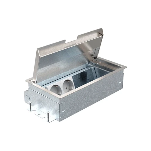 HPL Servicebox+ vloercontactdoos 65mm 2xWCD + 2xM45 leeg - RVS klep