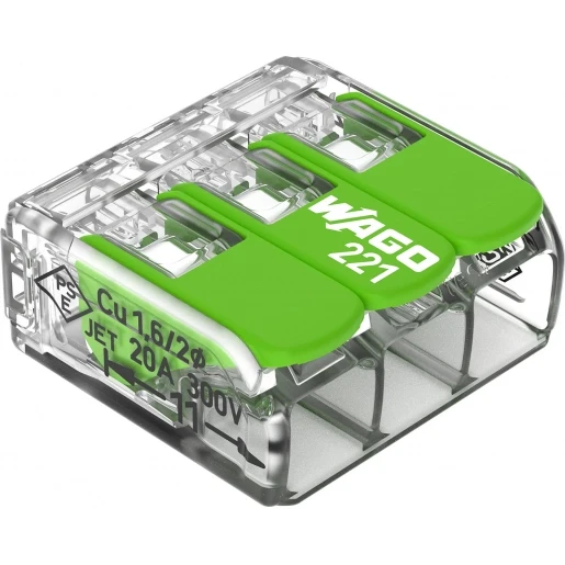 Wago Verbindingsklem compact 3x4mm² transparant Green Range