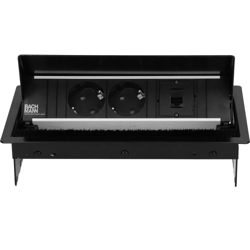 OCS Coni 2x 230V RA + 1x Cat6U b/b 0,2m GST zwart
