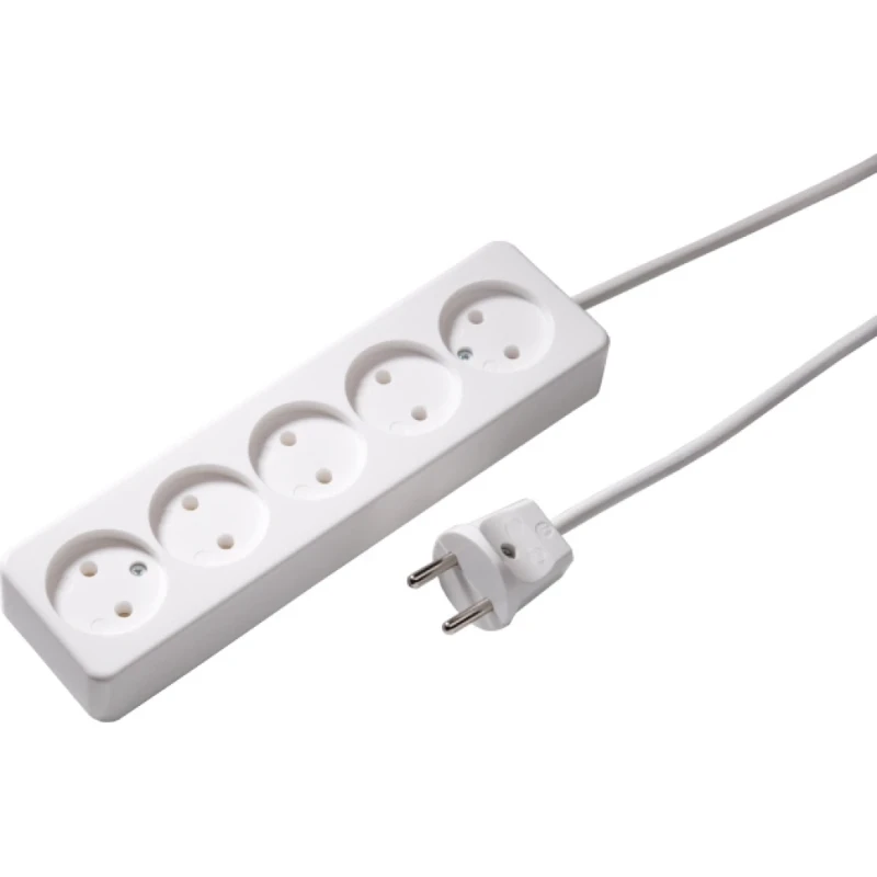 Martin Kaiser Contactdooscombinatie 5-voudig ongeaard kalkwit snoer 1,5m