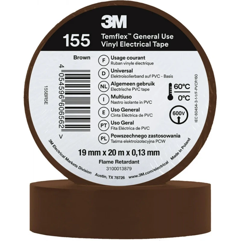 3M Vinyl isolatietape 155 Bruin 19mm x 20m